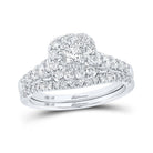 Elegant Majesty 14kt White Gold Princess Diamond Bridal Wedding Ring Band Set - Splendid Jewellery