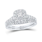 Elegant Majesty 14kt White Gold Princess Diamond Bridal Wedding Ring Band Set - Splendid Jewellery