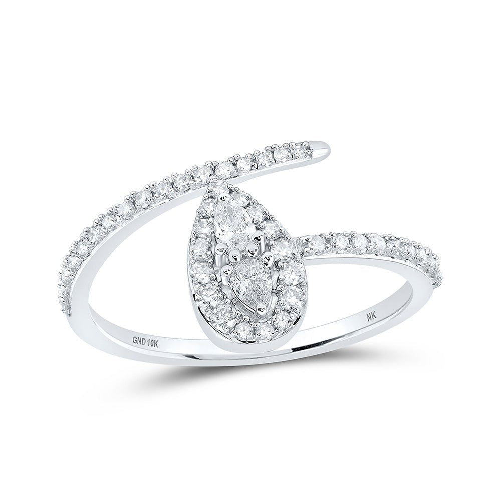 Elegant Pear Diamond Teardrop Ring in 10kt White Gold - Splendid Jewellery