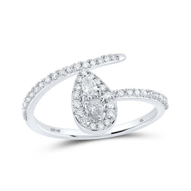 Elegant Pear Diamond Teardrop Ring in 10kt White Gold - Splendid Jewellery