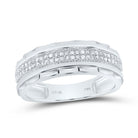 Elegant Scalloped Edge Diamond Wedding Band Ring - 1/5 Cttw in 10kt White Gold - Splendid Jewellery