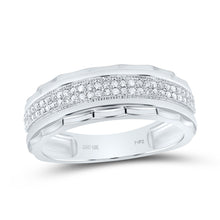 Load image into Gallery viewer, Elegant Scalloped Edge Diamond Wedding Band Ring - 1/5 Cttw in 10kt White Gold - Alternate view 1 from Splendid Jewellery