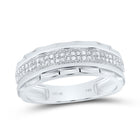 Elegant Scalloped Edge Diamond Wedding Band Ring - 1/5 Cttw in 10kt White Gold - Alternate view 1 from Splendid Jewellery