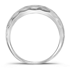 Elegant Scalloped Edge Diamond Wedding Band Ring - 1/5 Cttw in 10kt White Gold - Splendid Jewellery