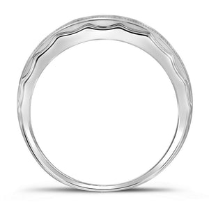 Elegant Scalloped Edge Diamond Wedding Band Ring - 1/5 Cttw in 10kt White Gold - Splendid Jewellery