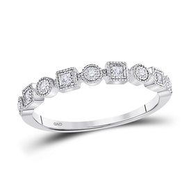 Elegant Square Dot Diamond Stackable Band Ring - Splendid Jewellery