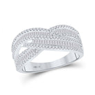Elegant White Gold Baguette Diamond Crossover Cocktail Ring - Splendid Jewellery