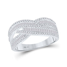 Load image into Gallery viewer, Elegant White Gold Baguette Diamond Crossover Cocktail Ring - Splendid Jewellery
