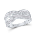 Elegant White Gold Baguette Diamond Crossover Cocktail Ring - Splendid Jewellery
