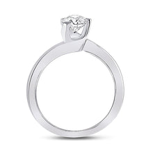 Load image into Gallery viewer, Elegant White Gold Round Diamond Solitaire Bridal Ring - Side View
