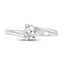 Load image into Gallery viewer, Elegant White Gold Round Diamond Solitaire Bridal Ring - Front View