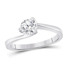 Load image into Gallery viewer, Elegant White Gold Round Diamond Solitaire Bridal Ring - Top View