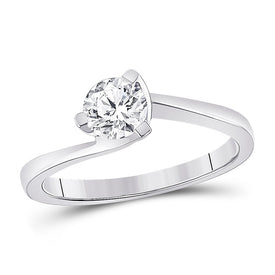 Elegant White Gold Round Diamond Solitaire Bridal Ring - Top View