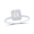 Emerald Brilliance: 14kt White Gold Diamond Halo Bridal Wedding Engagement Ring - Splendid Jewellery
