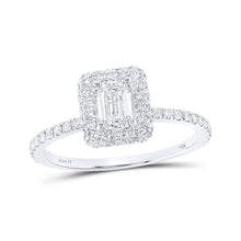 Load image into Gallery viewer, Emerald Brilliance: 14kt White Gold Diamond Halo Bridal Wedding Engagement Ring - Splendid Jewellery