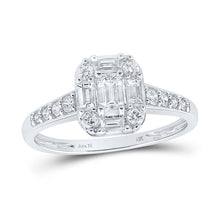 Load image into Gallery viewer, Emerald Brilliance: 14kt White Gold Diamond Halo Bridal Wedding Ring - Splendid Jewellery