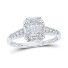 Emerald Brilliance: 14kt White Gold Diamond Halo Bridal Wedding Ring - Splendid Jewellery