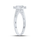 Emerald Brilliance: 14kt White Gold Diamond Halo Bridal Wedding Ring - Splendid Jewellery