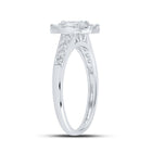 Emerald Brilliance: 14kt White Gold Diamond Halo Bridal Wedding Ring - Splendid Jewellery