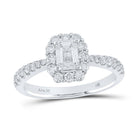Emerald Brilliance: 14kt White Gold Diamond Halo Bridal Wedding Ring - Splendid Jewellery