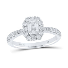 Load image into Gallery viewer, Emerald Brilliance: 14kt White Gold Diamond Halo Bridal Wedding Ring - Splendid Jewellery