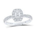 Emerald Brilliance: 14kt White Gold Diamond Halo Bridal Wedding Ring - Splendid Jewellery