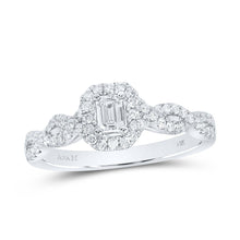 Load image into Gallery viewer, Emerald Brilliance: 14kt White Gold Diamond Halo Bridal Wedding Ring - Splendid Jewellery