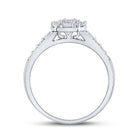 Emerald Brilliance: 14kt White Gold Diamond Halo Bridal Wedding Ring - Splendid Jewellery