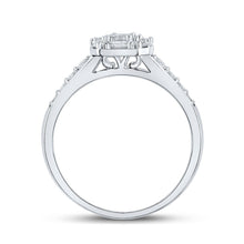 Load image into Gallery viewer, Emerald Brilliance: 14kt White Gold Diamond Halo Bridal Wedding Ring - Splendid Jewellery