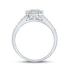 Emerald Brilliance: 14kt White Gold Diamond Halo Bridal Wedding Ring - Splendid Jewellery