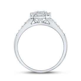 Emerald Brilliance: 14kt White Gold Diamond Halo Bridal Wedding Ring - Splendid Jewellery
