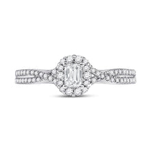 Load image into Gallery viewer, Emerald Brilliance: 14kt White Gold Diamond Halo Bridal Wedding Ring - Splendid Jewellery
