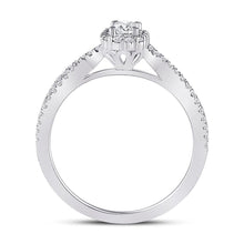 Load image into Gallery viewer, Emerald Brilliance: 14kt White Gold Diamond Halo Bridal Wedding Ring - Splendid Jewellery