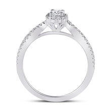 Load image into Gallery viewer, Emerald Brilliance: 14kt White Gold Diamond Halo Bridal Wedding Ring - Side View