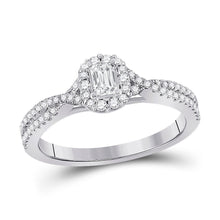 Load image into Gallery viewer, Emerald Brilliance: 14kt White Gold Diamond Halo Bridal Wedding Ring - Splendid Jewellery