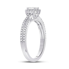 Load image into Gallery viewer, Emerald Brilliance: 14kt White Gold Diamond Halo Bridal Wedding Ring - Splendid Jewellery