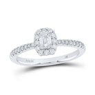 Emerald Brilliance: 14kt White Gold Diamond Halo Wedding Ring - Splendid Jewellery