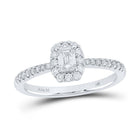 Emerald Brilliance: 14kt White Gold Diamond Halo Wedding Ring - Splendid Jewellery