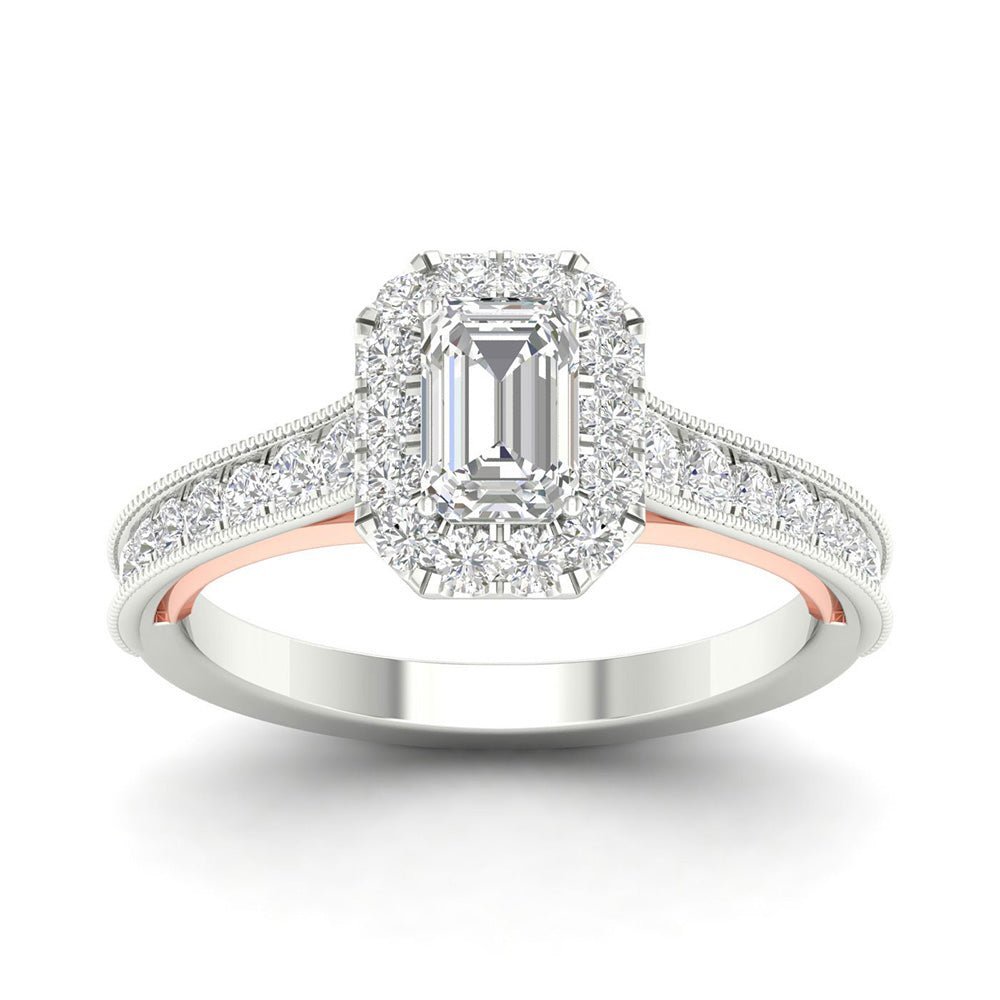 Emerald Brilliance: 14kt White Gold Diamond Solitaire Bridal Wedding Ring - Splendid Jewellery