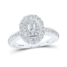 Emerald Elegance: 10kt White Gold Diamond Halo Bridal Wedding Ring - Splendid Jewellery