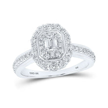 Load image into Gallery viewer, Emerald Elegance: 10kt White Gold Diamond Halo Bridal Wedding Ring - Splendid Jewellery