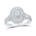 Emerald Elegance: 10kt White Gold Diamond Halo Bridal Wedding Ring - Splendid Jewellery