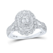 Load image into Gallery viewer, Emerald Elegance: 10kt White Gold Diamond Halo Bridal Wedding Ring - Splendid Jewellery