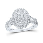 Emerald Elegance: 10kt White Gold Diamond Halo Bridal Wedding Ring - Splendid Jewellery