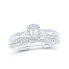 Emerald Elegance 10kt White Gold Diamond Halo Bridal Wedding Ring Set - Splendid Jewellery
