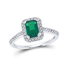 Emerald Elegance: 10kt White Gold Gemstone Fashion Ring with Lab - Created Emerald Solitaire - Splendid Jewellery