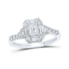 Emerald Elegance 14kt White Gold Diamond Halo Bridal Wedding Engagement Ring - Splendid Jewellery