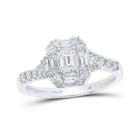 Emerald Elegance 14kt White Gold Diamond Halo Bridal Wedding Engagement Ring - Splendid Jewellery