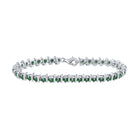 Emerald Elegance: Sterling Silver Round Lab-Created Emerald Tennis Bracelet  Top View from Splendid Jewellery