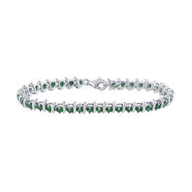 Emerald Elegance: Sterling Silver Round Lab-Created Emerald Tennis Bracelet  Top View from Splendid Jewellery